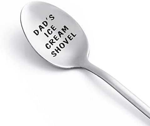 Gifts for Dad Ice Cream Spoon Scoop for Ice Cream Lovers, Funny Engraved Stainless Steel Spoon Shovel, Birthday Fathers Day Gifts Christmas Thanksgiving Gifts for Him