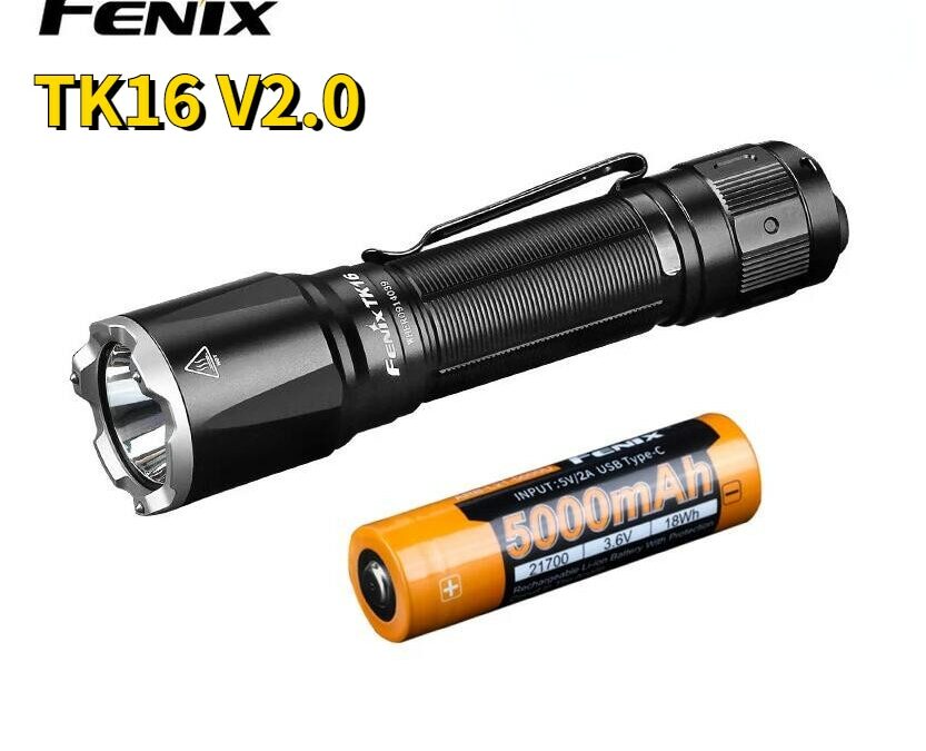Fenix TK16 V2.0 Dual Tail Switch Flashlight 3100 Lumens Waterproof Rescue Search Tactical LED Torch Rechargeable with Battery