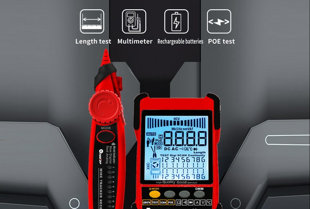 TOOLTOP ET618 Cable Tester with LCD Display Analogs Digital Search POE Test Cable Pairing Sensitivity Adjustable Network Cable