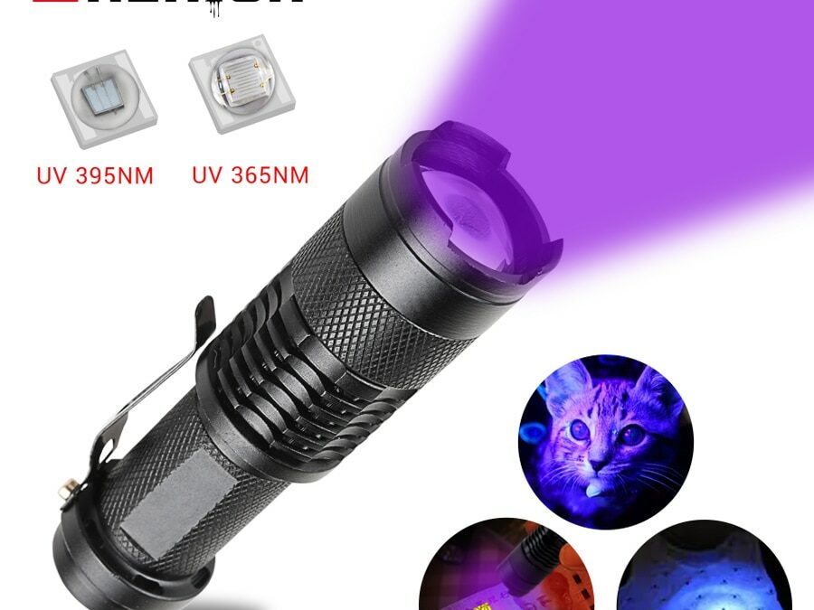 395nm 365nm LED UV Flashlight Ultraviolet Torch Zoomable Mini Linterna UV Light Pet Urine Stains Detector Scorpion Hunting