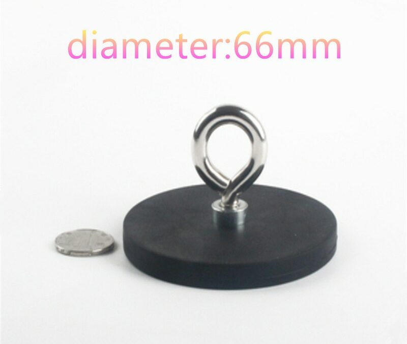 1PC Search Magnet Super Strong Neodymium Magnets D66/D88 Fishing  Rubber Coated Lifting Ring Magnet Powerful Salvage Magnet