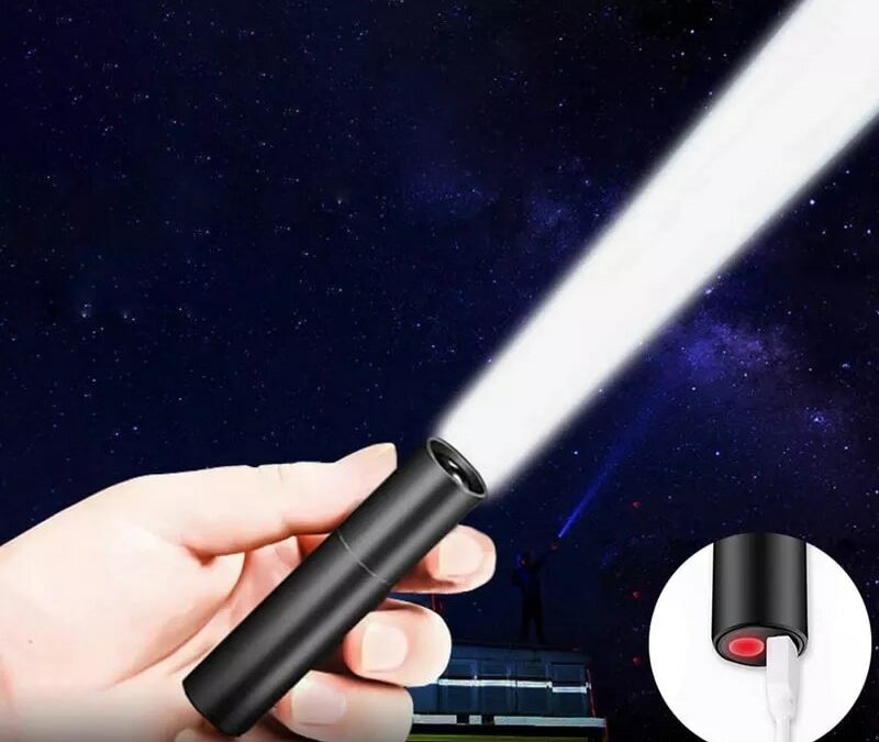 Mini Portable LED Flashlight USB Rechargeable Small Pocket Light Built In Battery Fixed Focus Zoomable Camping Searching Lantern