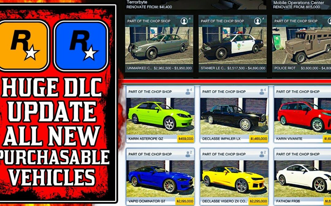 HUGE New GTA Online UPDATE! 12 New DLC Vehicles, Purchasable POLICE Cars & MORE! (GTA5 Chop Shop)